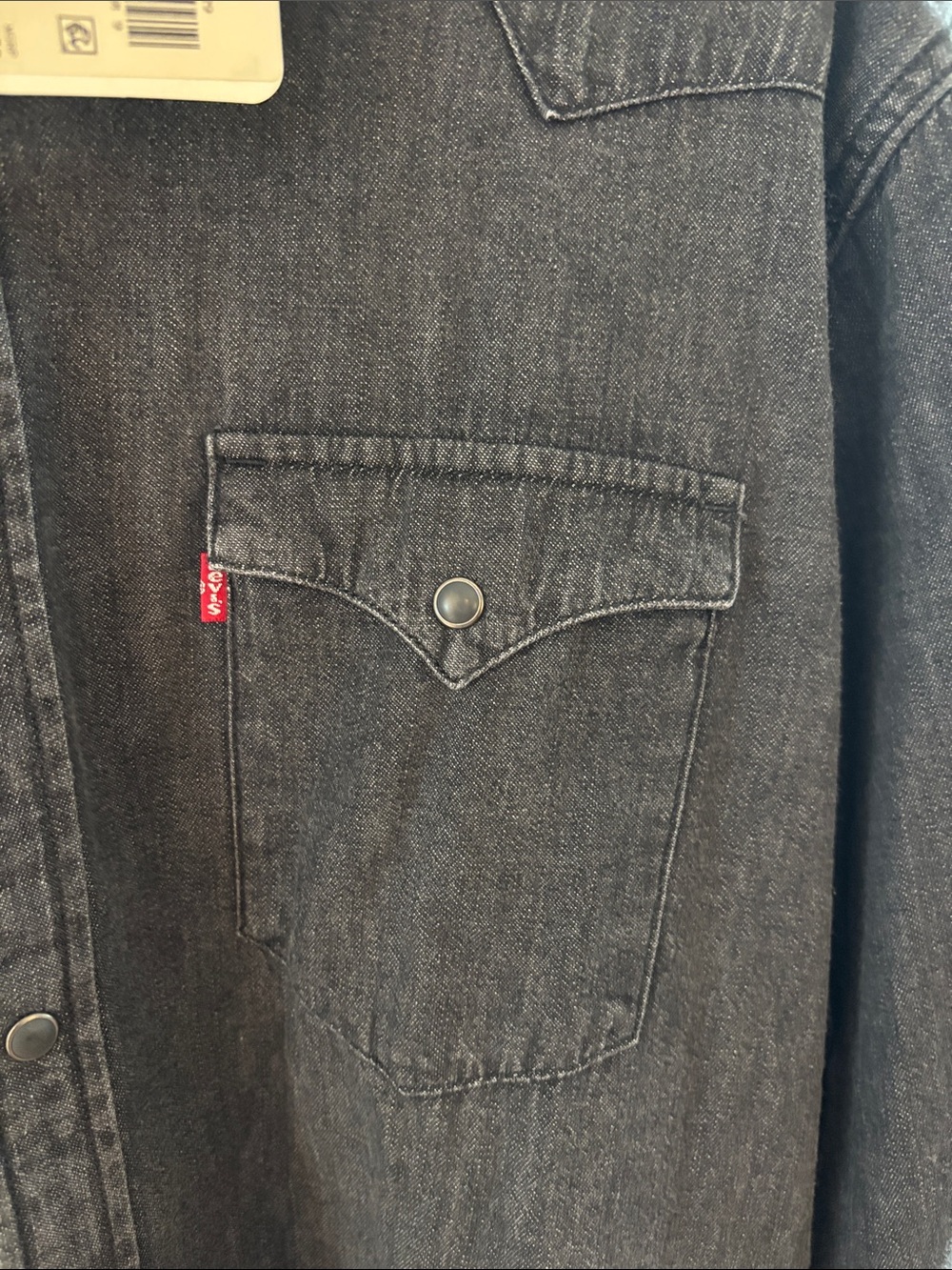 Levi's Black Denim Western Button-Down Shirt New with Tags - Picture 3 of 5